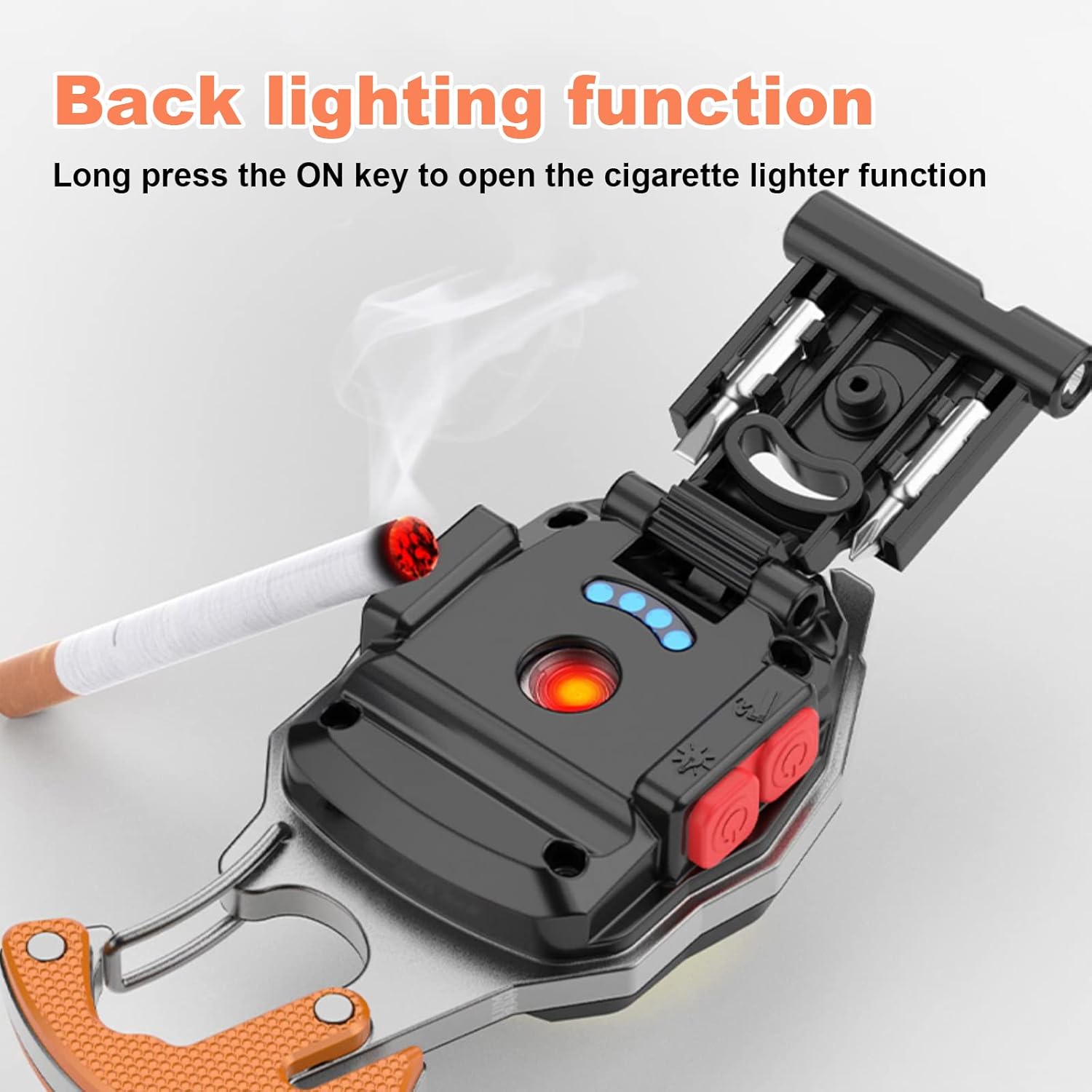 8in1 Multifunctional Keychain COB Light with Screwdriver and Lighter