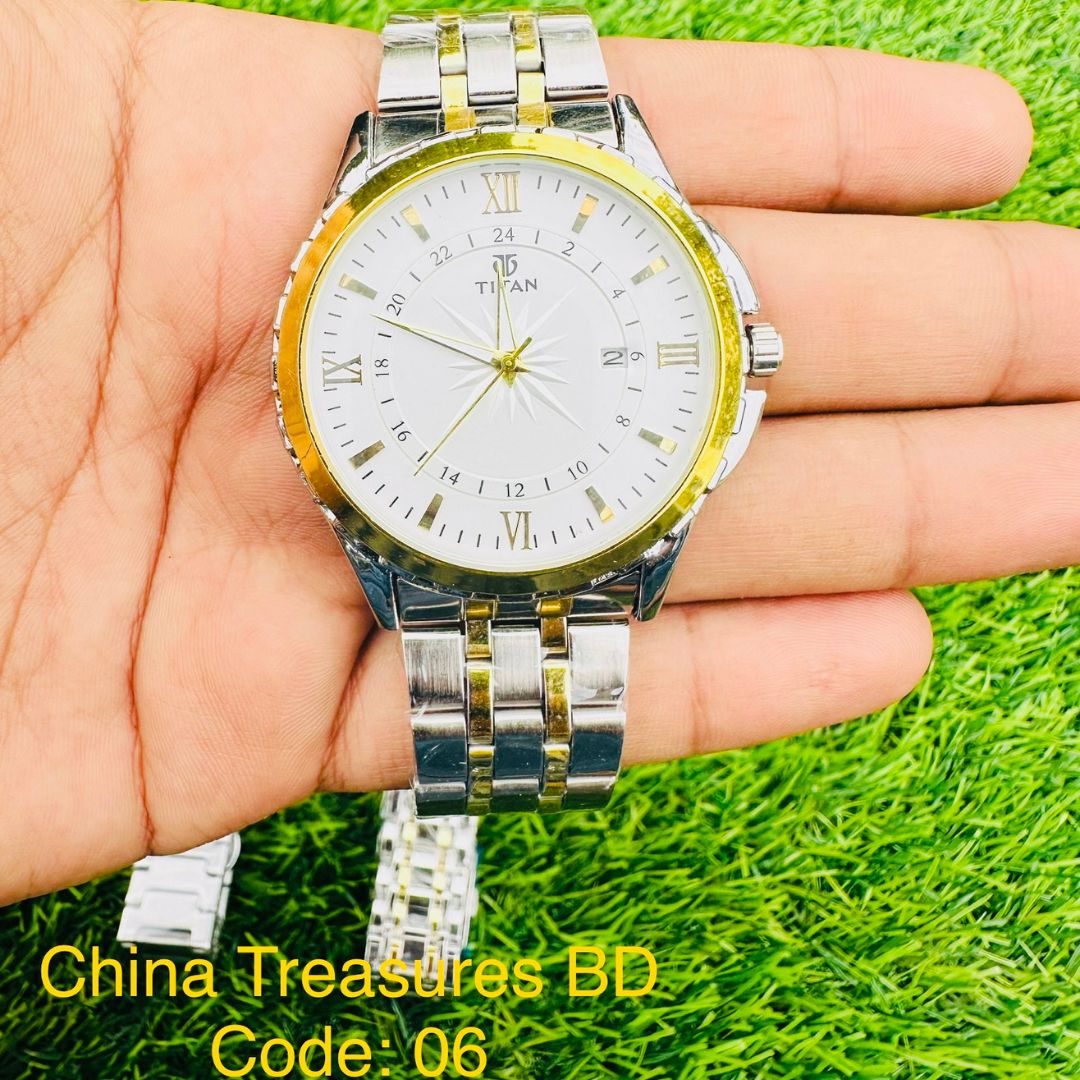 Titan Gold White Dial Stainless Steel Watch